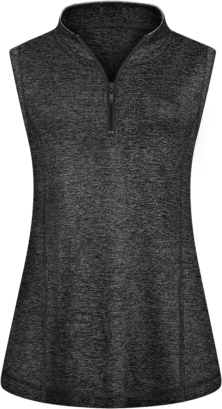 Viracy Women's Zip Up Golf Workout Tank Tops Sleeveless Quick Dry Athletic Polo Shirts