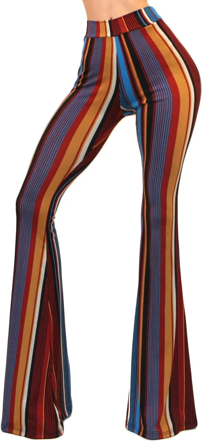 Vivicastle Women's USA Boho Solid Hippie Wide Leg Flared Bell Bottom Pants