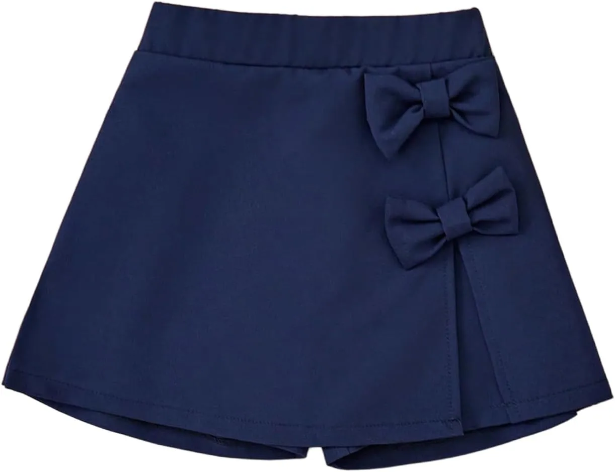 WDIRARA Toddler Girl's Elastic Waist Bow Skorts Summer Cute Skirt Shorts