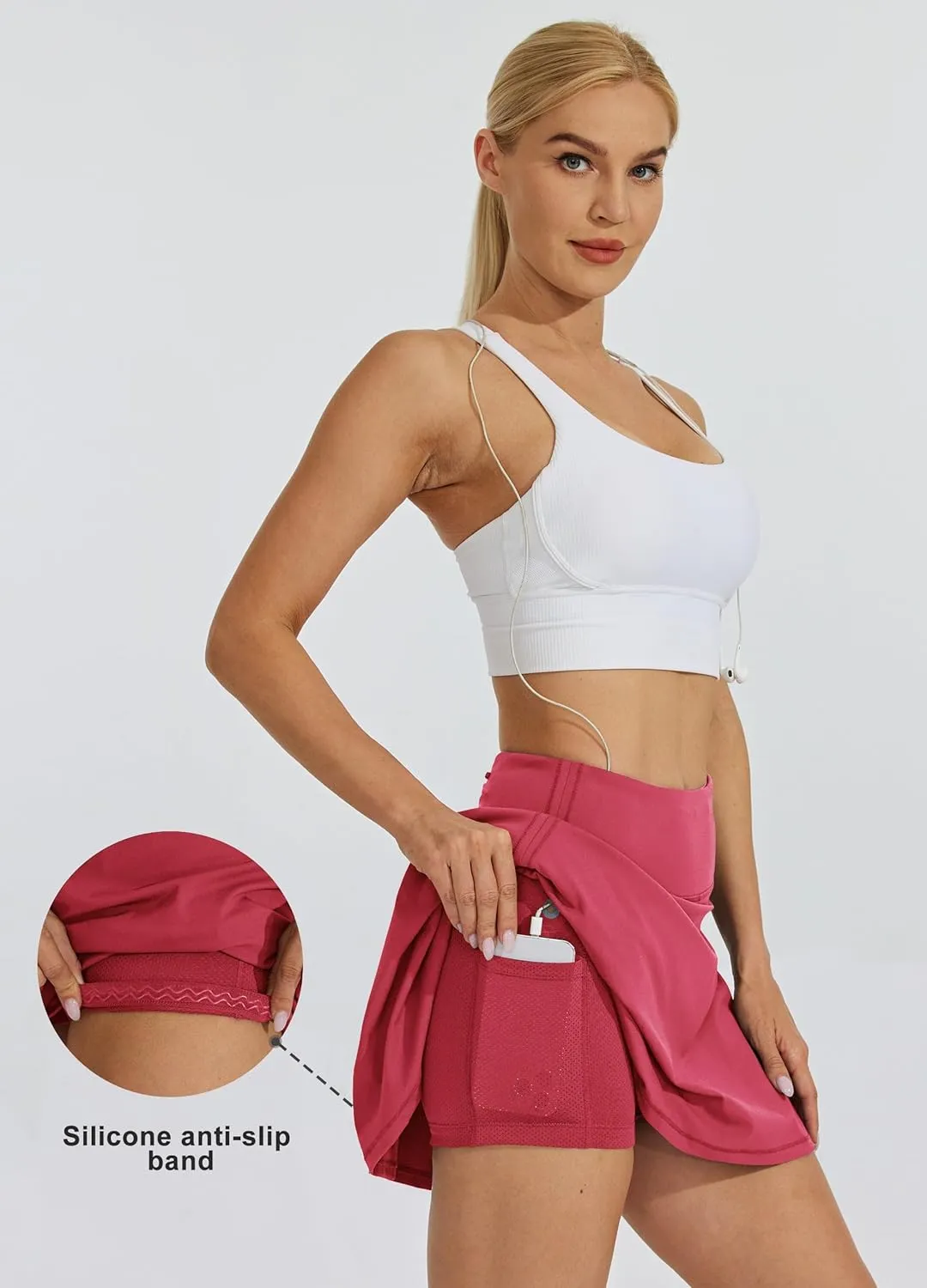 Willit Women's Tennis Skirts High Waisted Athletic Running Skorts Skirts with Shorts Pockets