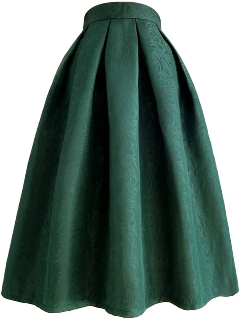 Wjnvfioo 2023 Spring High-Waist Pleated Long Midi Skirt