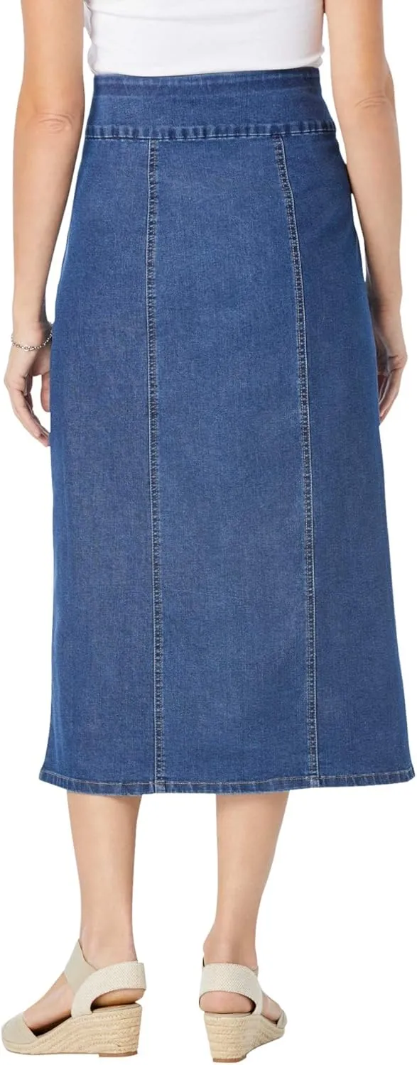 Woman Within Plus Size Flex-Fit Pull-On Denim Skirt