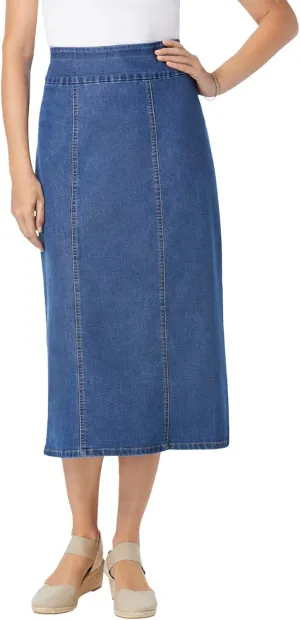 Woman Within Plus Size Flex-Fit Pull-On Denim Skirt