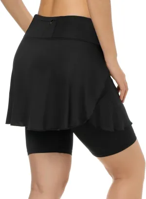 Women Athletic Skirts with Leggings(Shorts Longer Than Skirs),Women Split Skorts Skirts Pockets