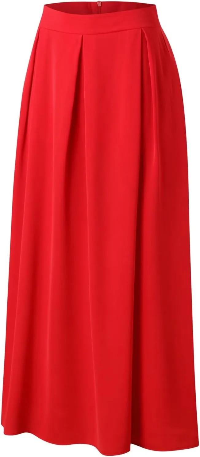 Women Black Skirt Women's 2024 Bohemian Long Skirts Flowy High Waist a Line Maxi Skirts for Women Summer Pleated Skirts