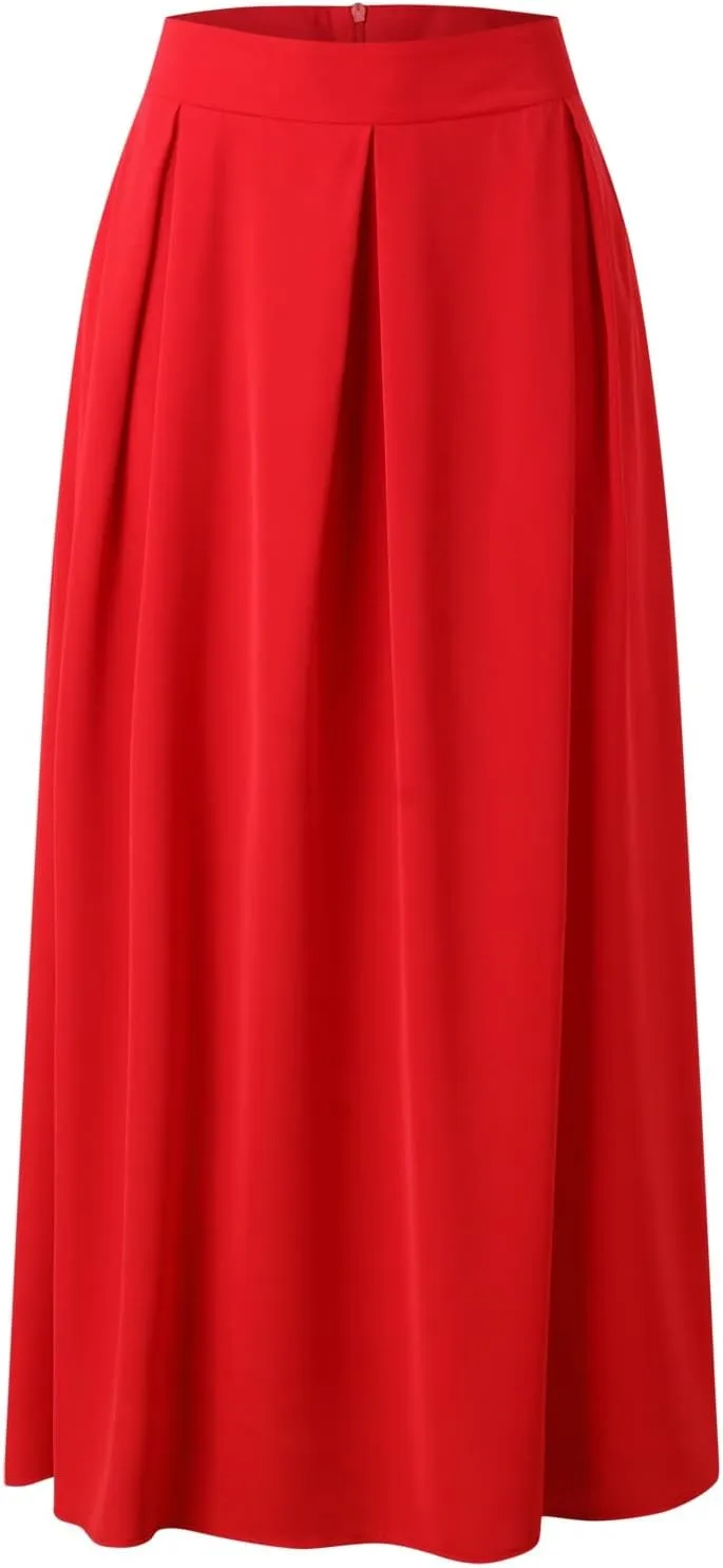 Women Black Skirt Women's 2024 Bohemian Long Skirts Flowy High Waist a Line Maxi Skirts for Women Summer Pleated Skirts