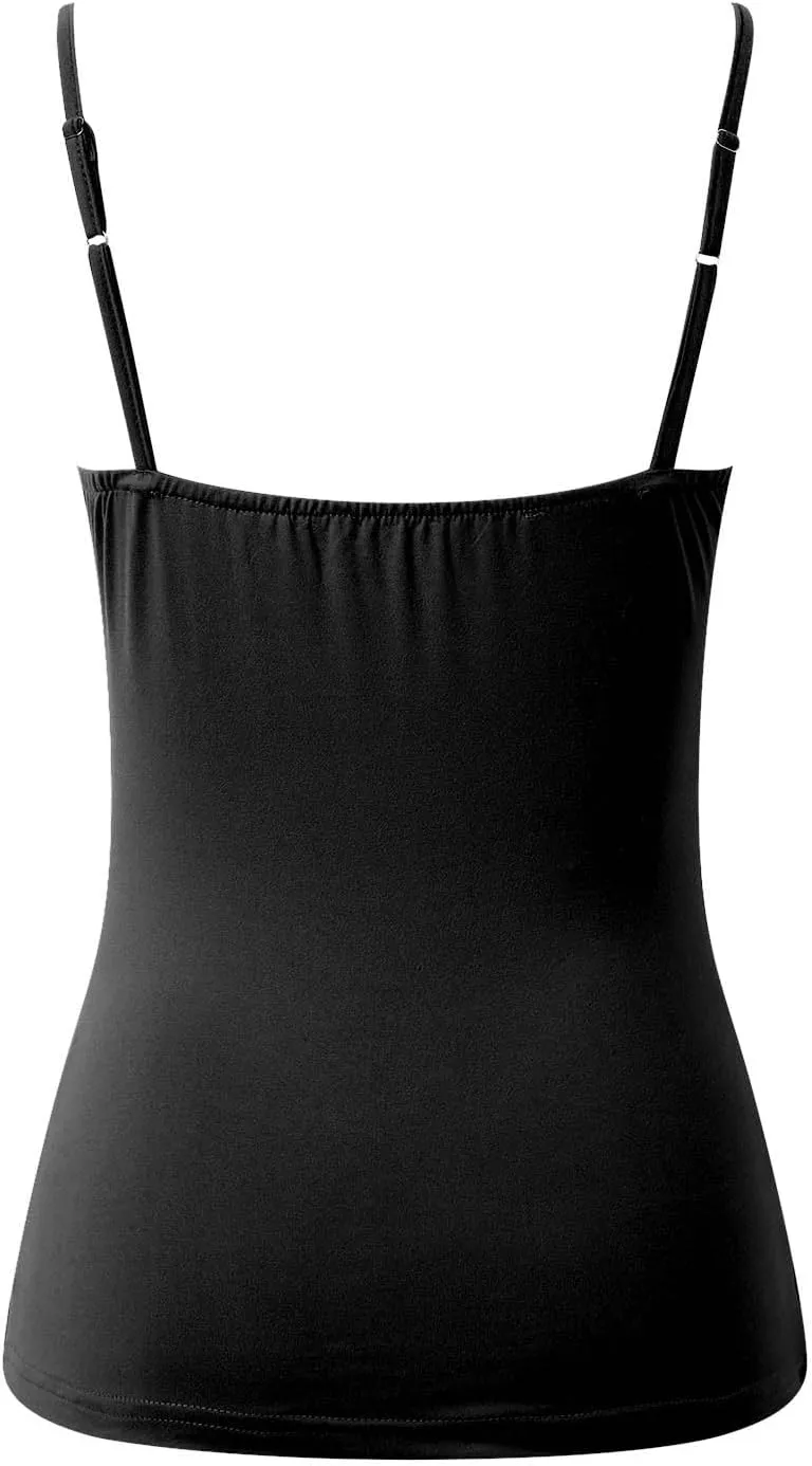 Women Cotton Camisole Shelf Bra Summer Sleeveless Cami Tank Tops Adjustable Spaghetti Strap Camisoles Built in Bra 3-Pack