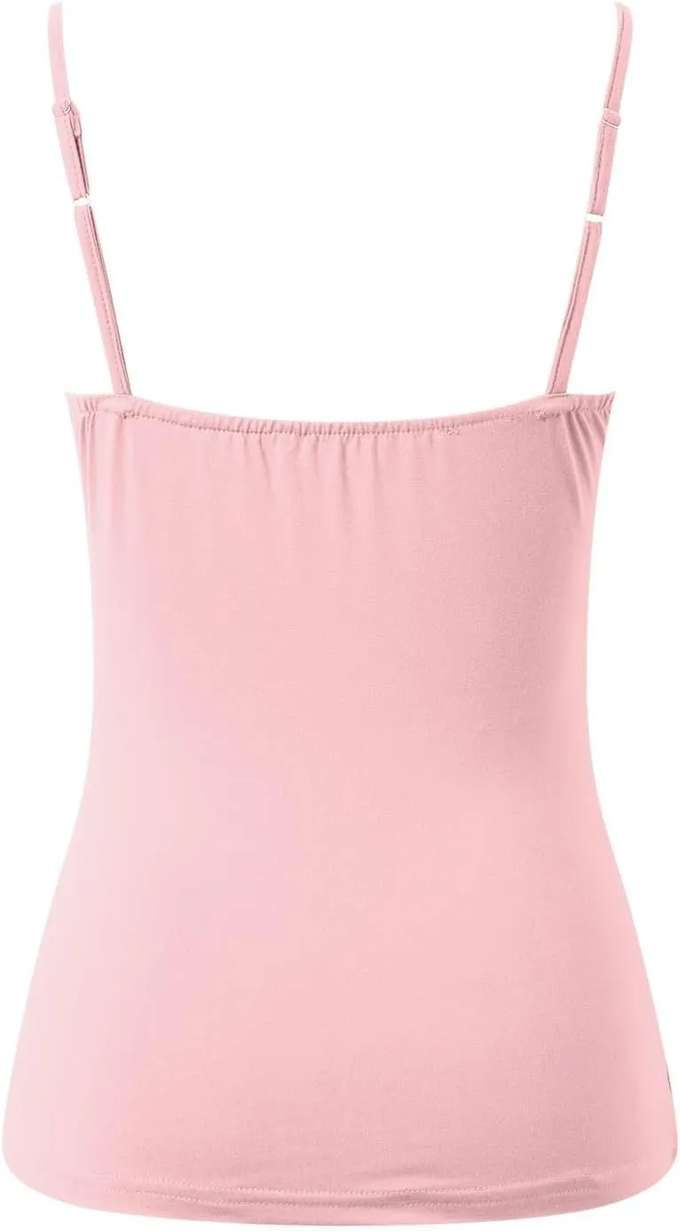 Women Cotton Camisole Shelf Bra Summer Sleeveless Cami Tank Tops Adjustable Spaghetti Strap Camisoles Built in Bra 3-Pack