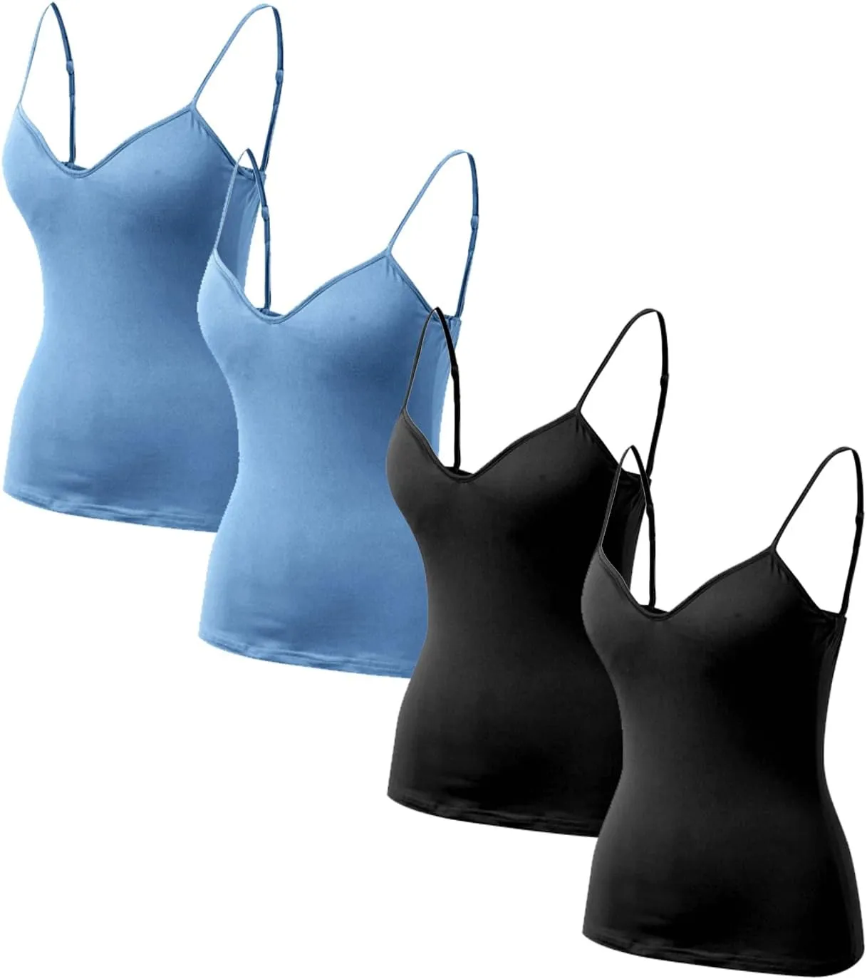Women Cotton Camisole Shelf Bra Summer Sleeveless Cami Tank Tops Adjustable Spaghetti Strap Camisoles Built in Bra 3-Pack