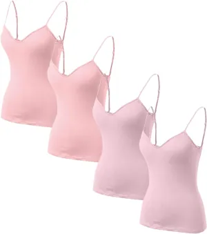 Women Cotton Camisole Shelf Bra Summer Sleeveless Cami Tank Tops Adjustable Spaghetti Strap Camisoles Built in Bra 3-Pack