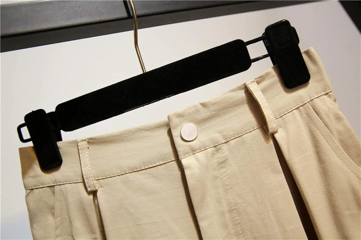 Women Girls High Waist Flared Skirt Cotton Pleated Midi A-line Buttoned