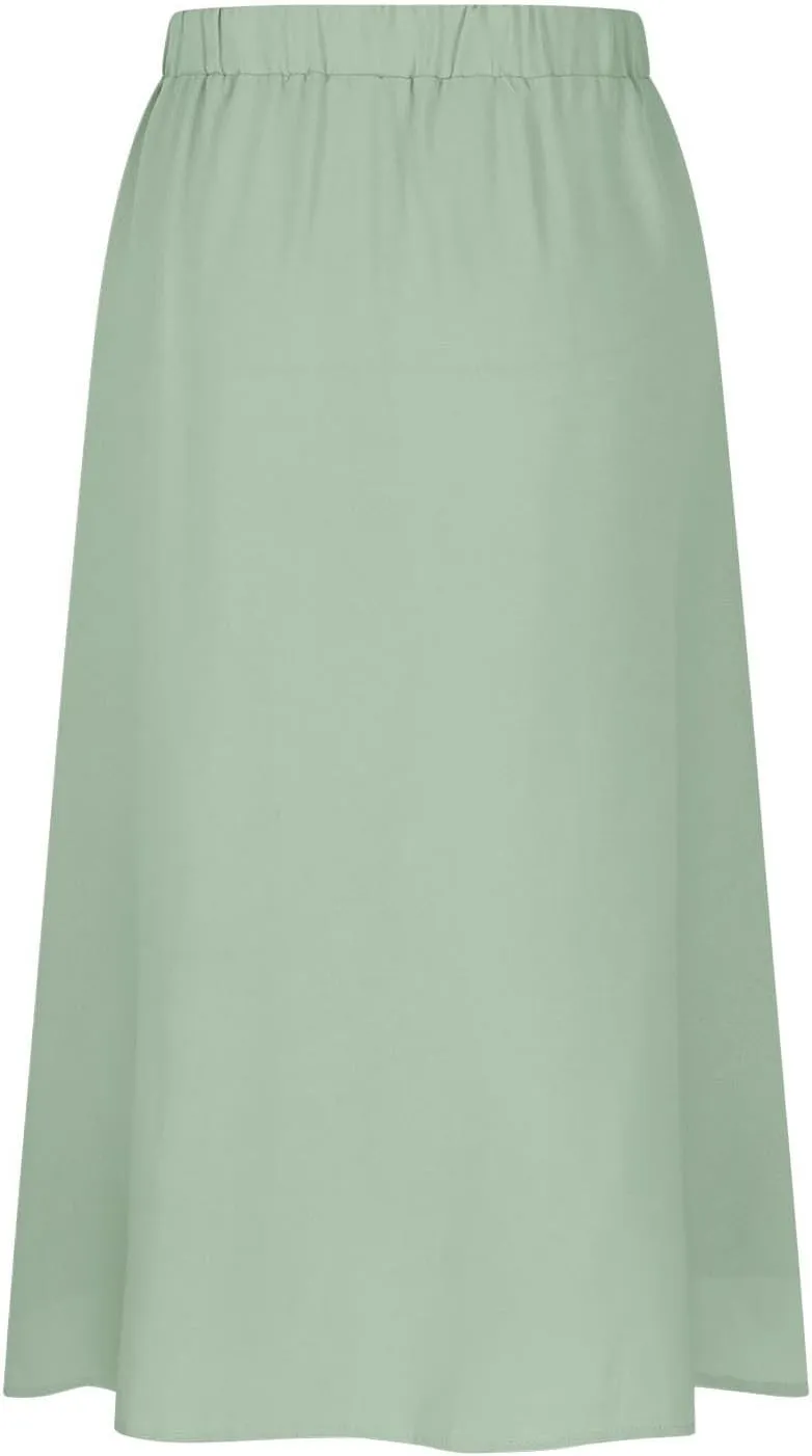Women High Waist Pleated Skirts Trendy Split Thigh Skirt Summer Boho Flowy Maxi Skirt Solid A Line Beach Long Skirts