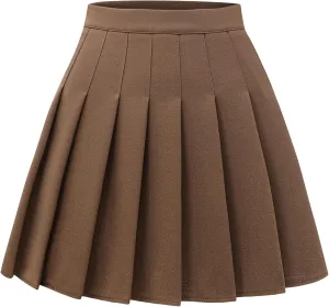 Women Pleated Skirt A-Line Short Mini Basic Skirt School Uniform Cheerleader Skirts Skater Skirt