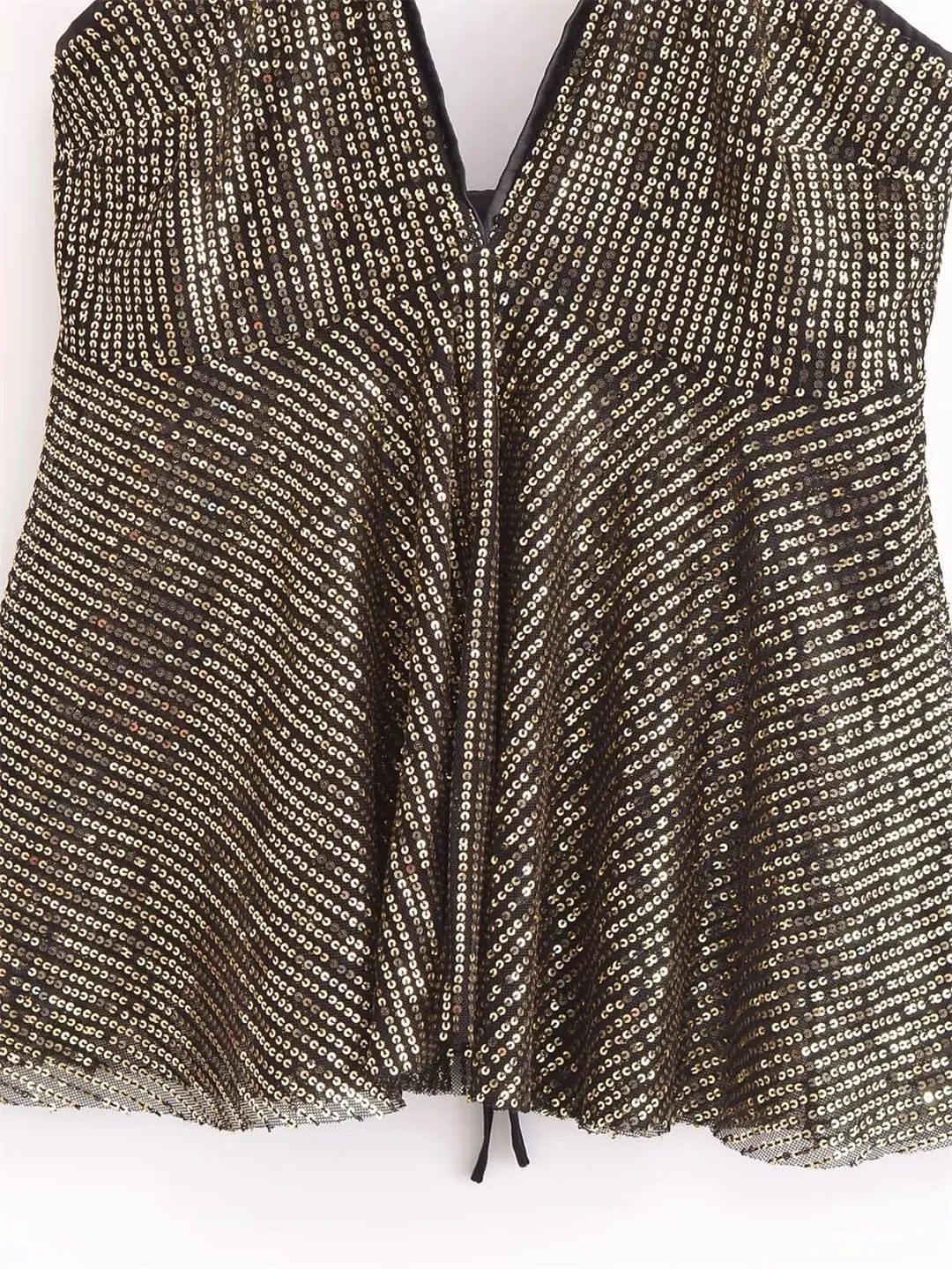 Women Sequin Party Short Tank Tops Solid Color Backless Camisole Sleeveless Crop Top