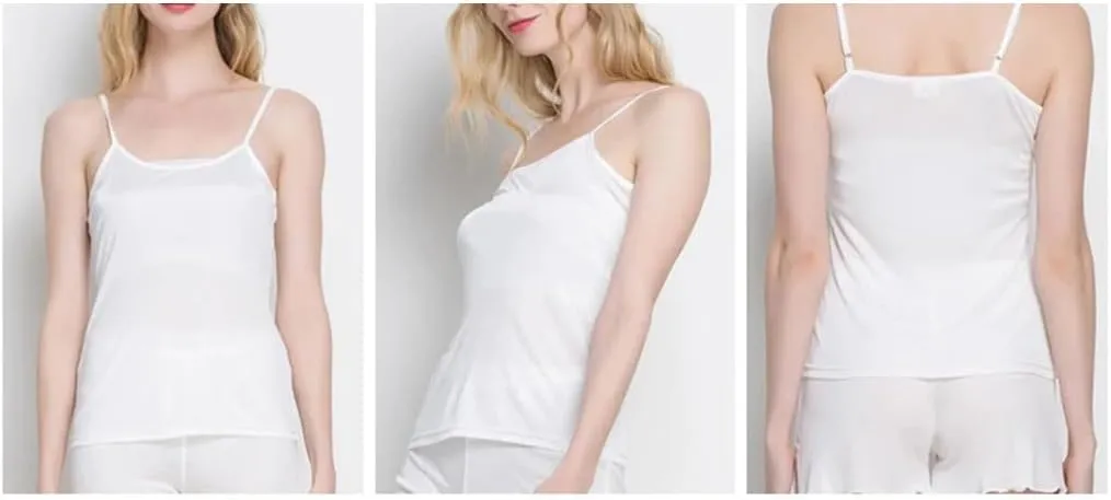 Women Solid Color Shpaghetti Strap Camisoles Adjustable Tank Tops Spring Summer Basic Sleeveless Cami