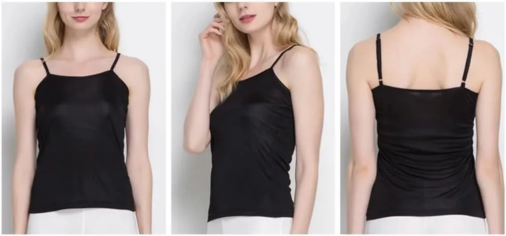 Women Solid Color Shpaghetti Strap Camisoles Adjustable Tank Tops Spring Summer Basic Sleeveless Cami