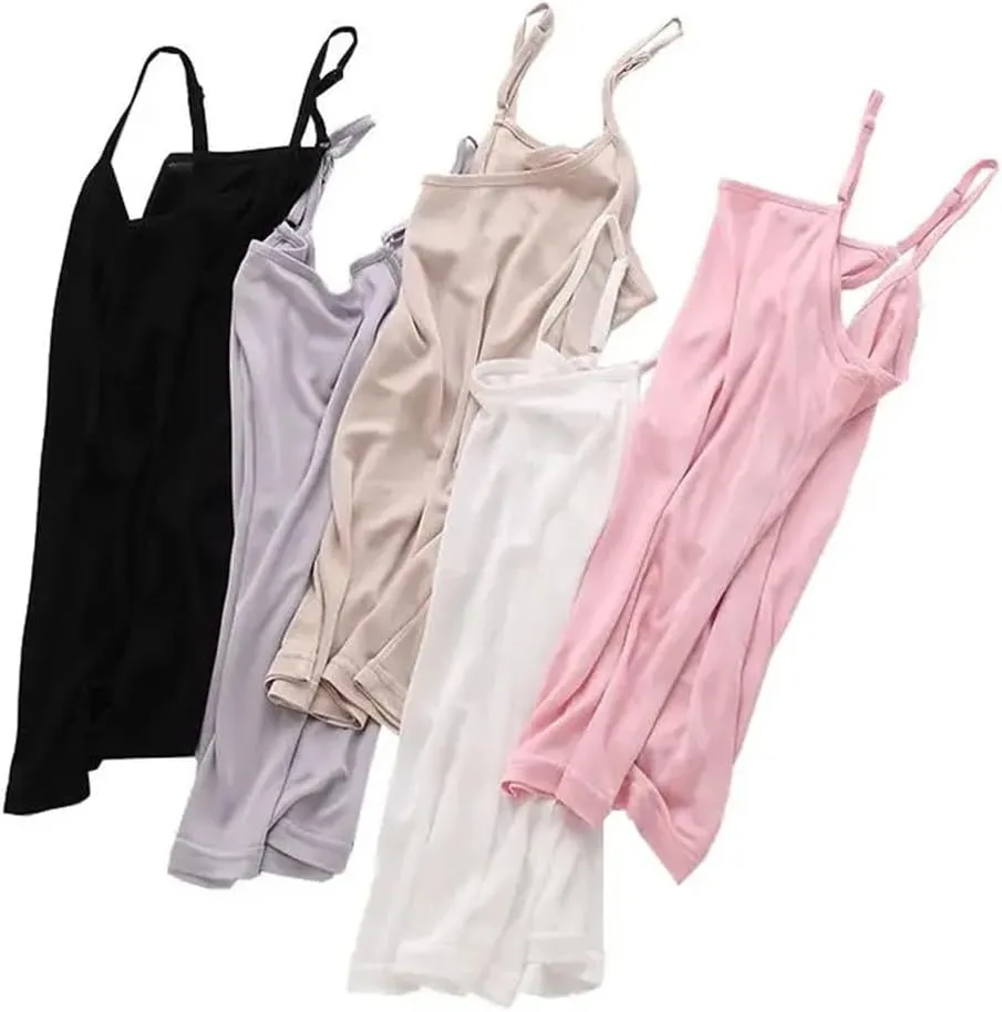 Women Solid Color Shpaghetti Strap Camisoles Adjustable Tank Tops Spring Summer Basic Sleeveless Cami