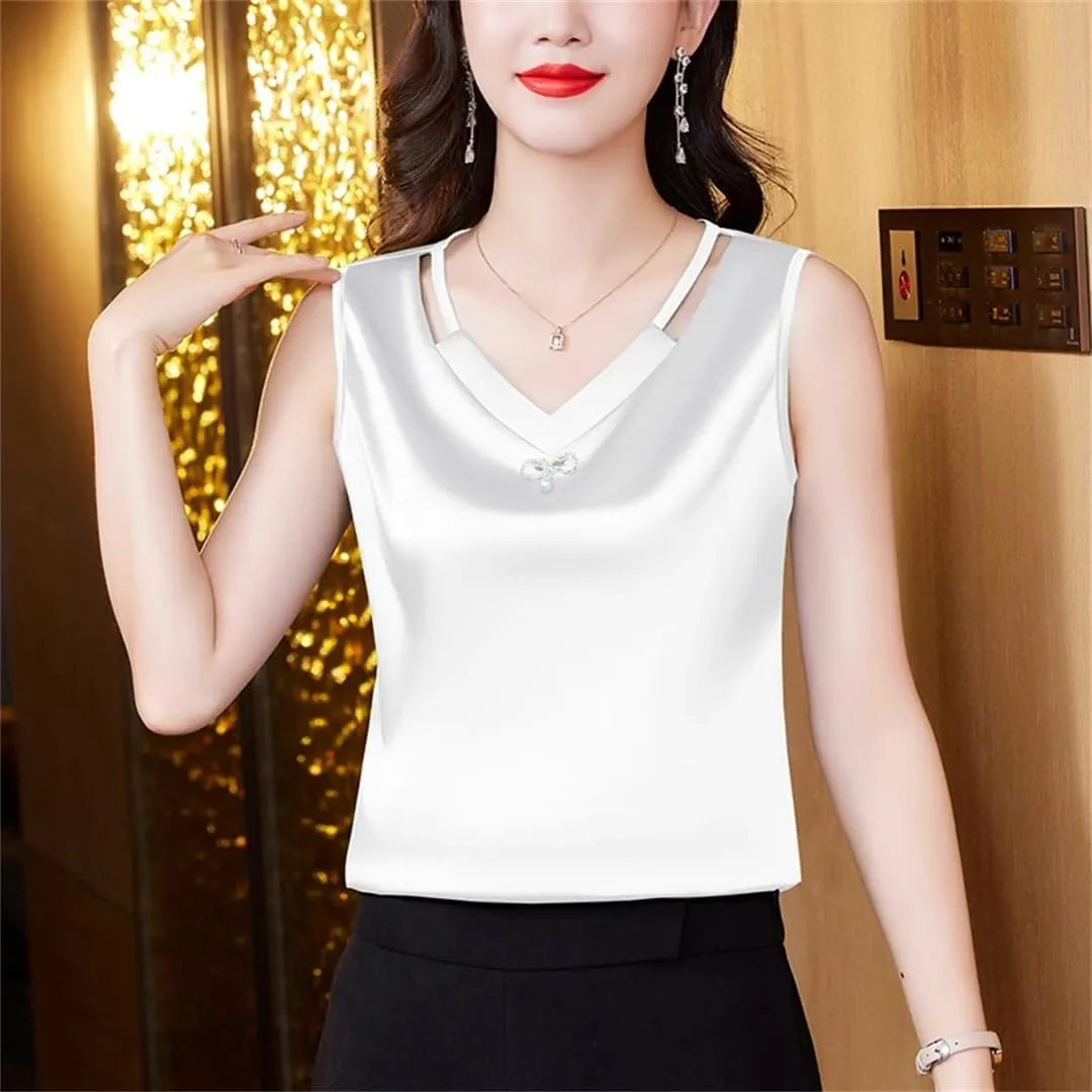 Women Tank Top Spring Summer Hollow Out Camisole V Neck Casual Sleeveless Vest