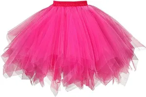 Women's A-Line High Waisted Midi Skirt Women's Festival Tulle Skirts Tutu Skirt Ruffle Solid Layer Skirts Teal