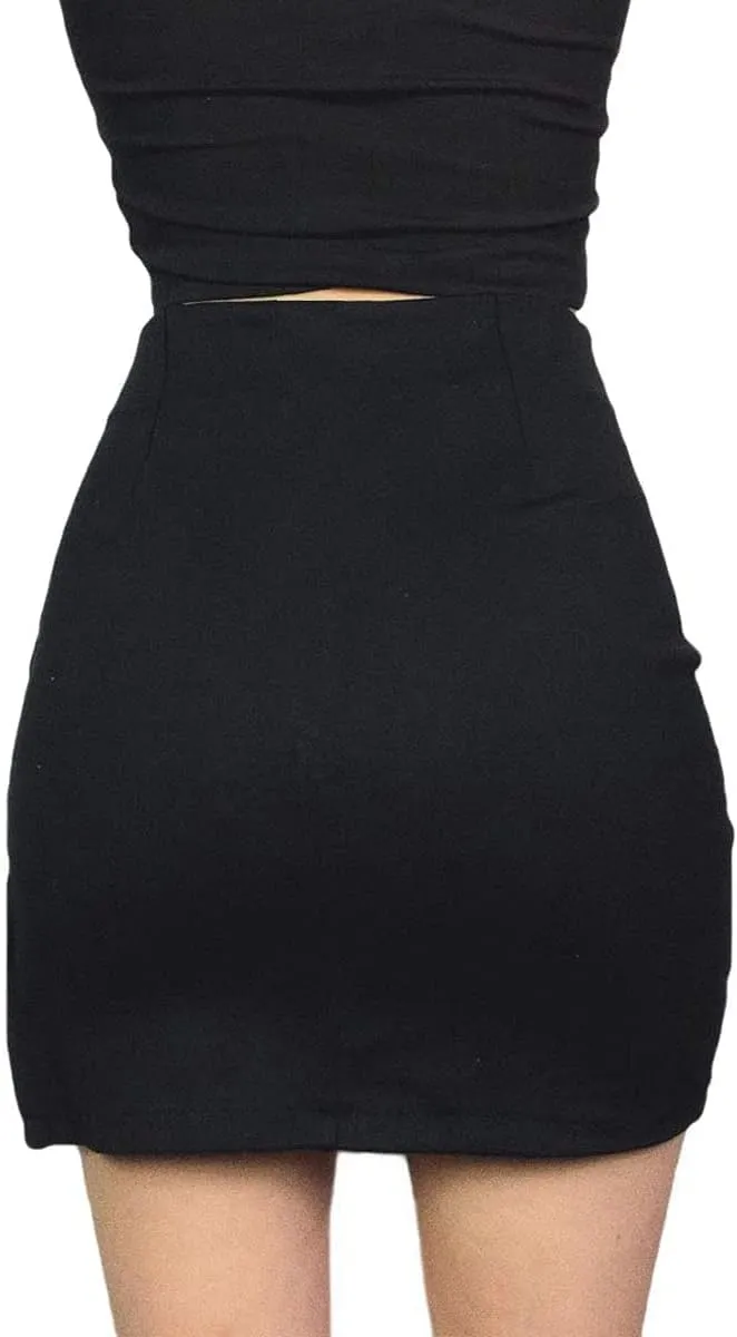 Womens Asymmetrical Skirt Black High Waist Gothic Punk Dance Mini Short Skirts Bodycon Clubwear