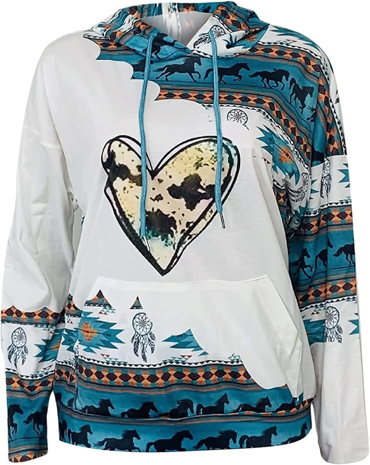 Women's Aztec Hoodie Western Clothes for Women Geometric Ethnic Graphic Western Sweatshirts Sweater Shirts Girls