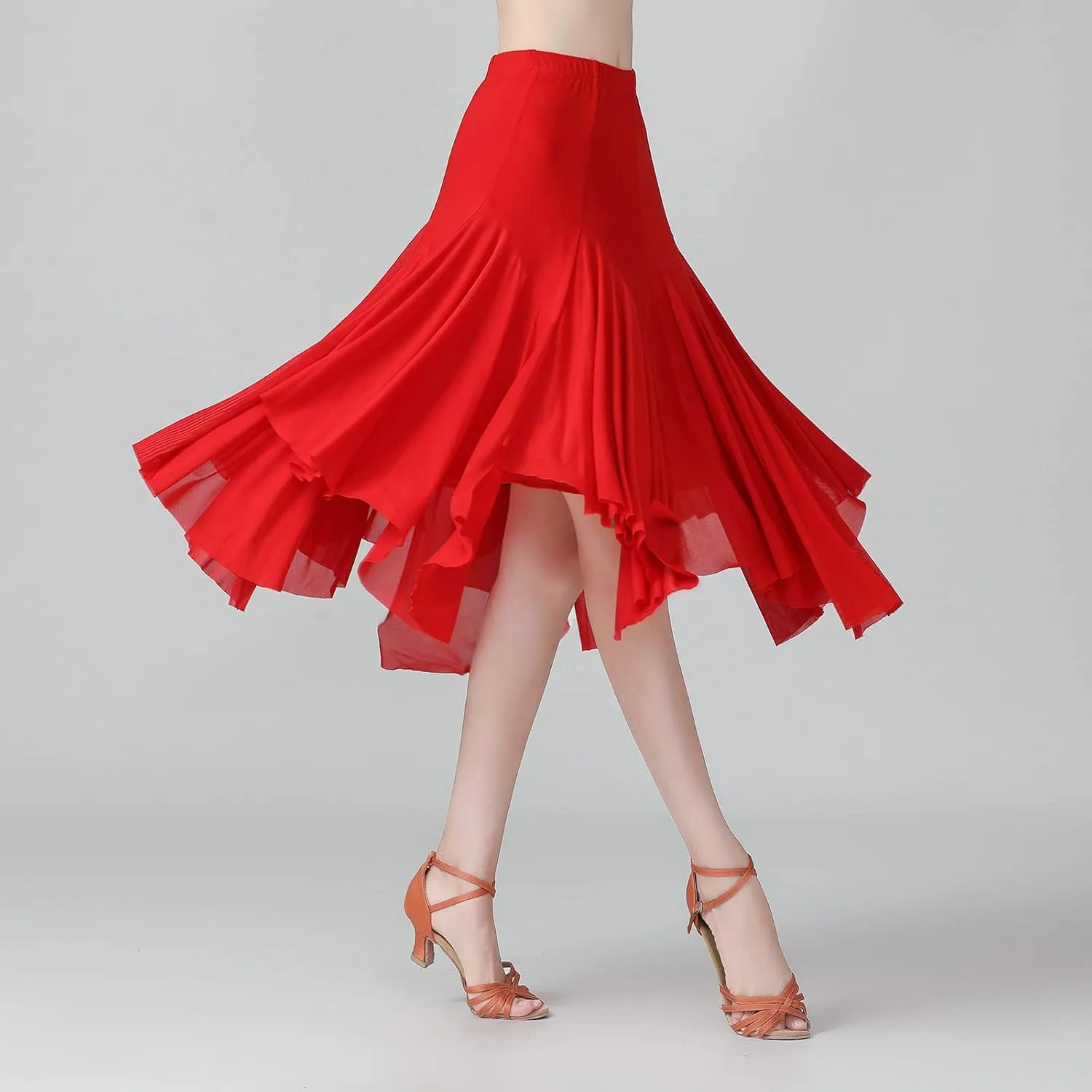 Women's Ballroom Dance Skirt Latin Salsa Rumba Flamenco Waltz Tango Cha Cha Dancing Flowy Swing Practice Long Skirt