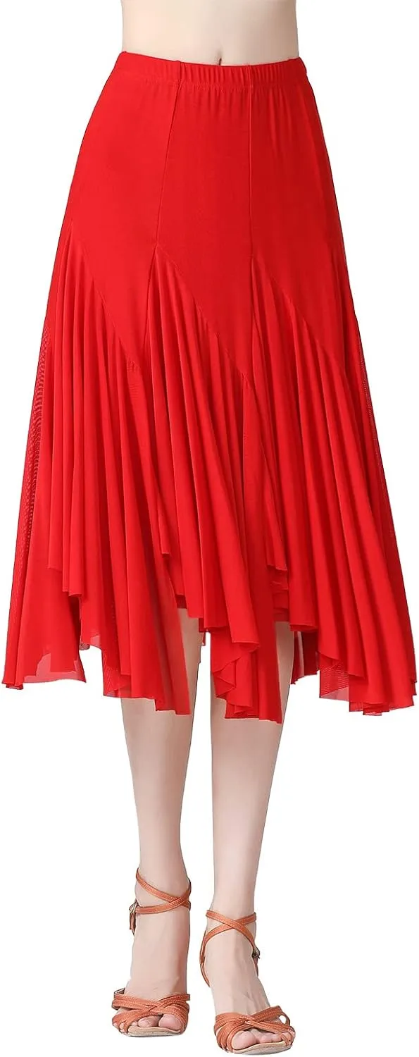 Women's Ballroom Dance Skirt Latin Salsa Rumba Flamenco Waltz Tango Cha Cha Dancing Flowy Swing Practice Long Skirt