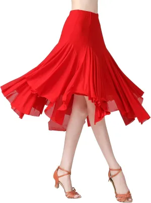 Women's Ballroom Dance Skirt Latin Salsa Rumba Flamenco Waltz Tango Cha Cha Dancing Flowy Swing Practice Long Skirt