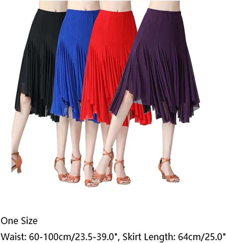 Women's Ballroom Dance Skirt Latin Salsa Rumba Flamenco Waltz Tango Cha Cha Dancing Flowy Swing Practice Long Skirt