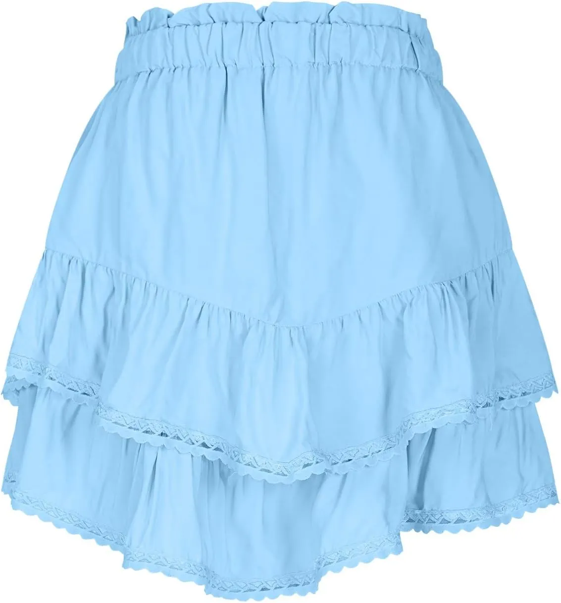 Women's Boho Ruffle Tiered Skorts Casual Fashion High Waist Pleated Skirts Solid Color Sexy Tennis Golf Skater Skort