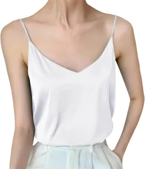 Women's Camisole V Neck Satin Tank Top Sleeveless Sexy Spaghetti Strap Silk Vest