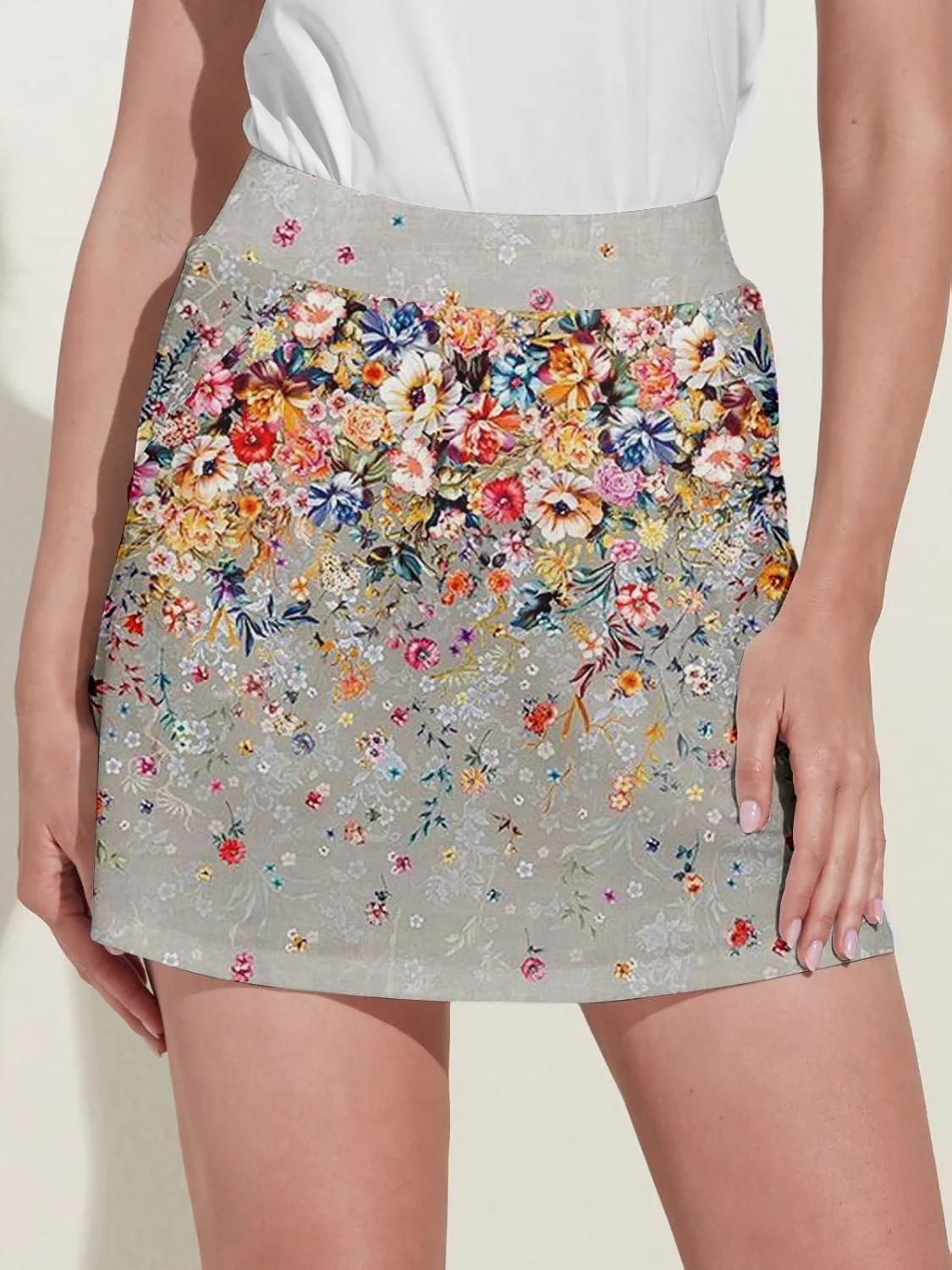 Womens Golf Skirt 16"/19" High Waisted Tennis Skirts for Women Solid Athletic Workout Skirts with Shorts Pockets