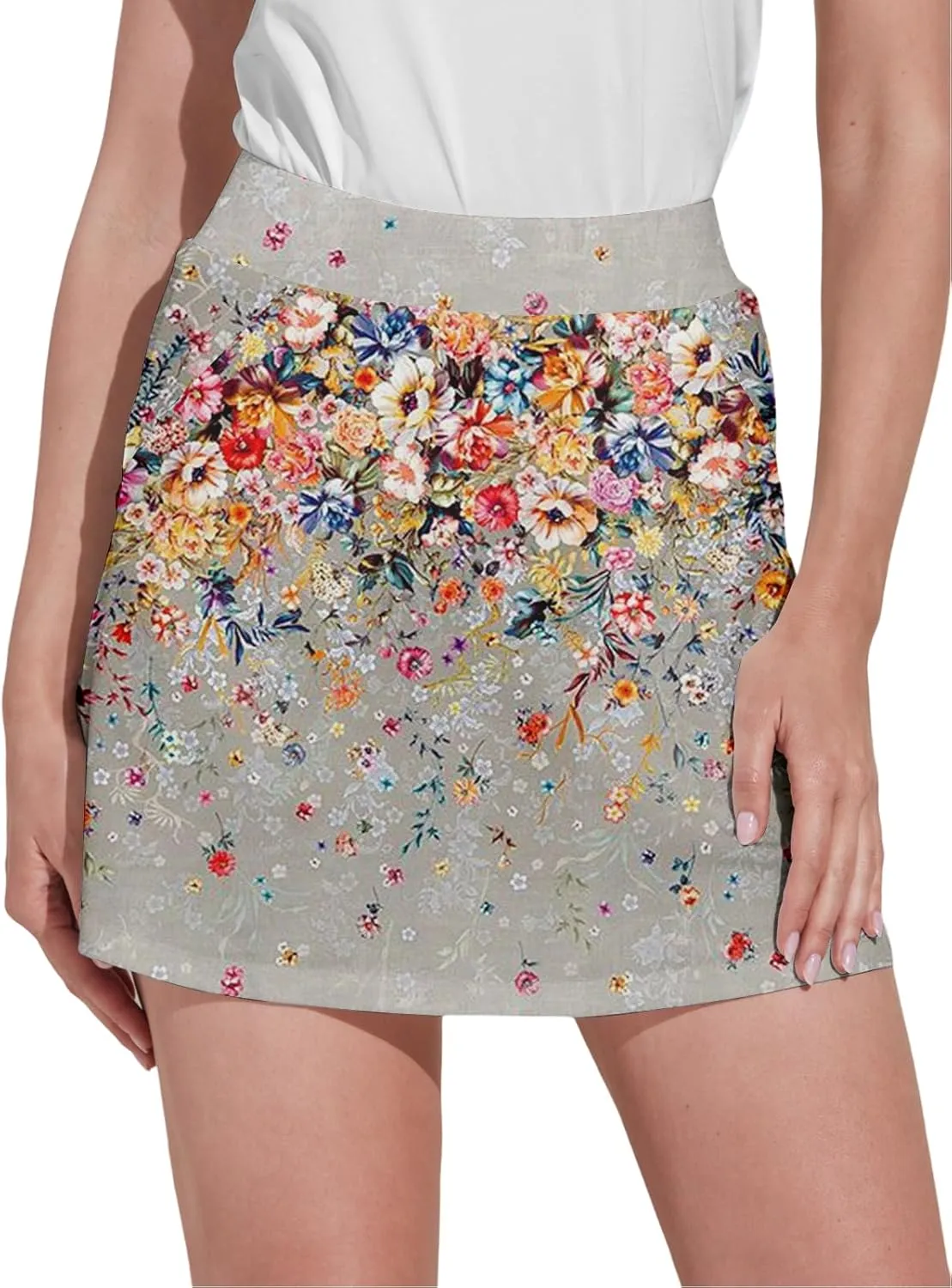 Womens Golf Skirt 16"/19" High Waisted Tennis Skirts for Women Solid Athletic Workout Skirts with Shorts Pockets