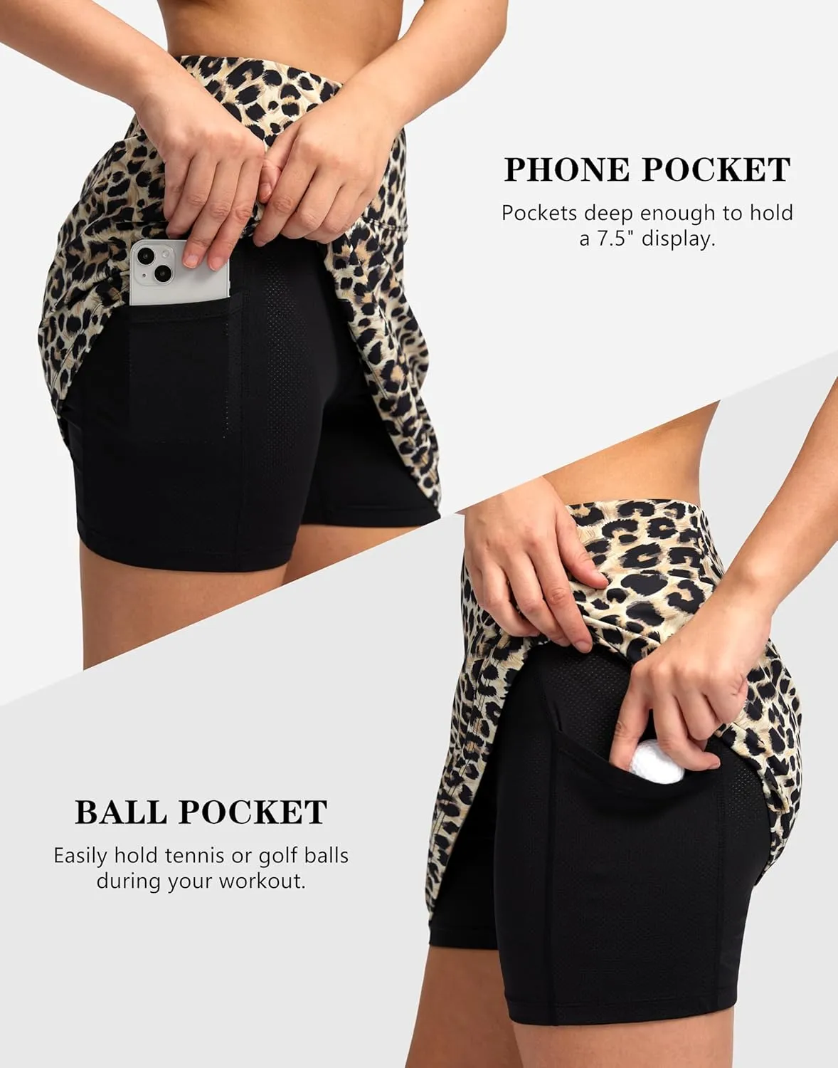 Women's Golf Skirts Skort 4 Side Pockets High Waisted Stretchy Tennis Skirt with Short Athletic Casual