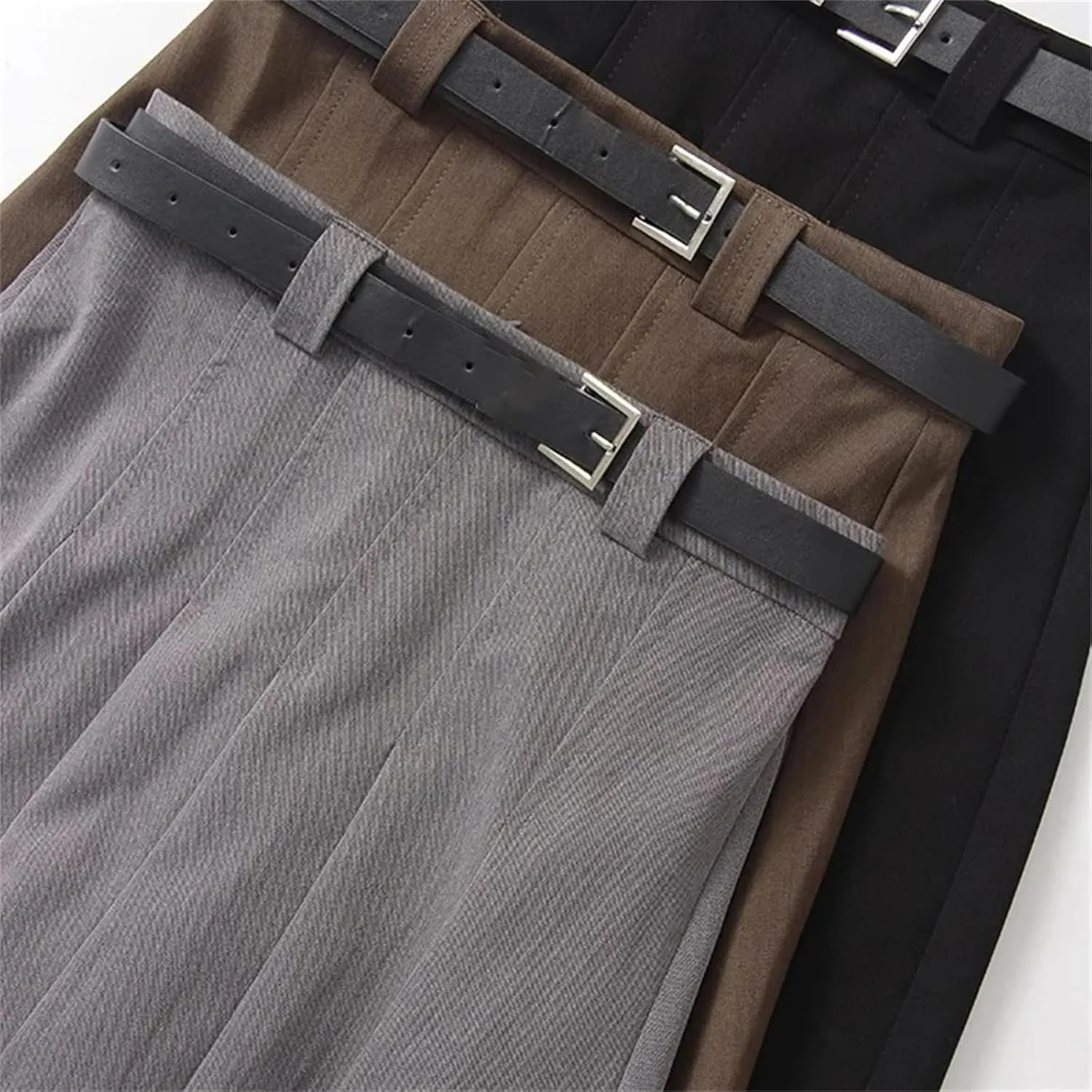 Women's High Waist A-Line Pleated Midi Skirt - Zipper Closure Solid Color Fit for Office Work