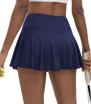 Women's High Waisted Pleated Tennis Skirts with Pockets Inner Shorts Lightweight Athletic Golf Skorts for Women