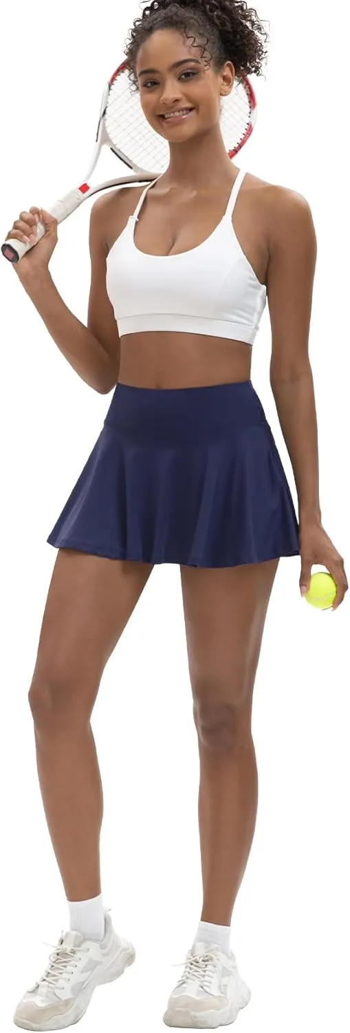 Women's High Waisted Pleated Tennis Skirts with Pockets Inner Shorts Lightweight Athletic Golf Skorts for Women