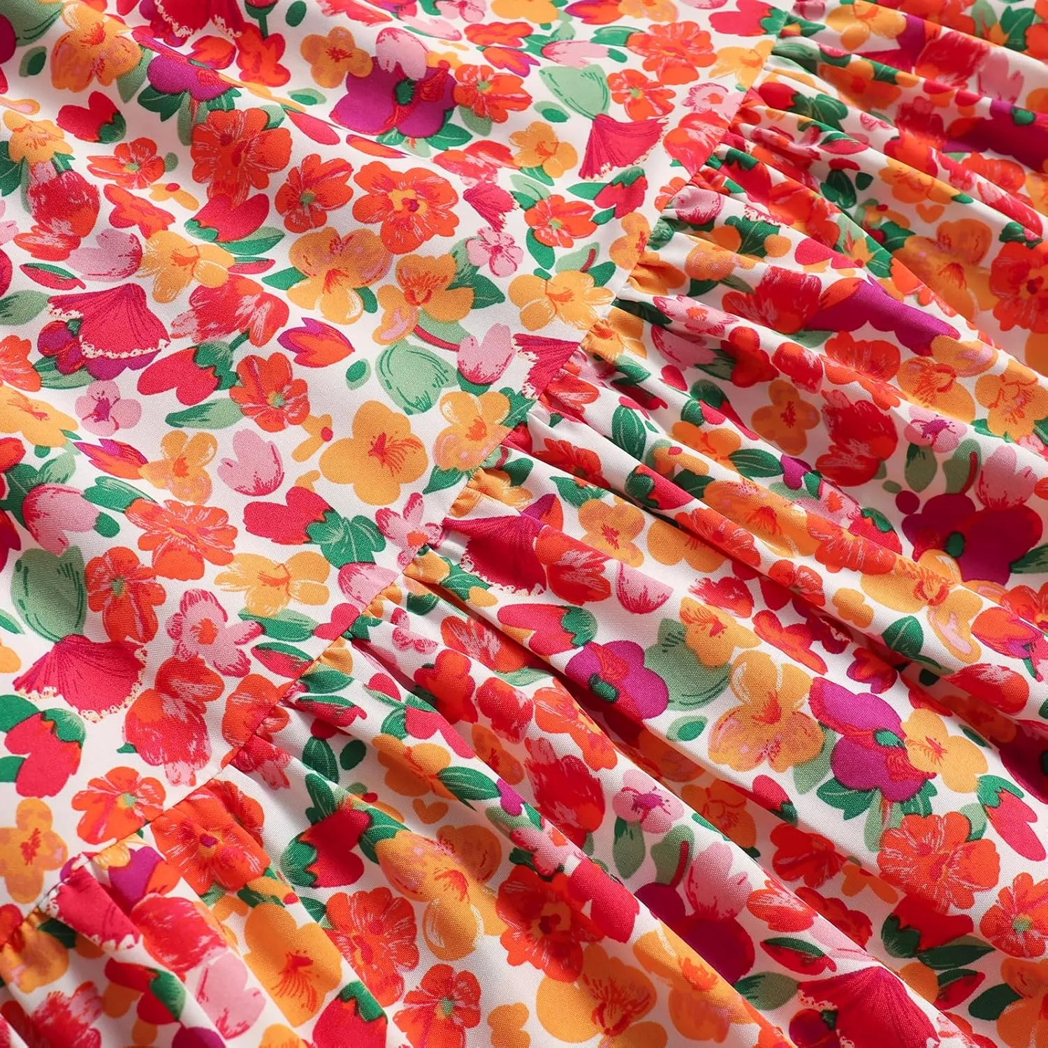 Women's High-Waisted Printed MIDI Skirt Spring Summer Fall Elastic-Waisted Skirt Hem Pleated Skirt