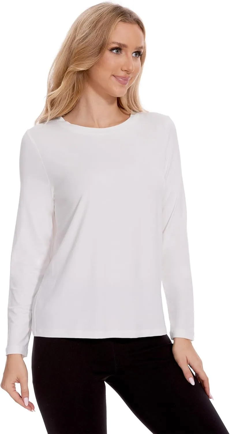 Womens Long Sleeve Tops Soft Bamboo Viscose Pajama Tops