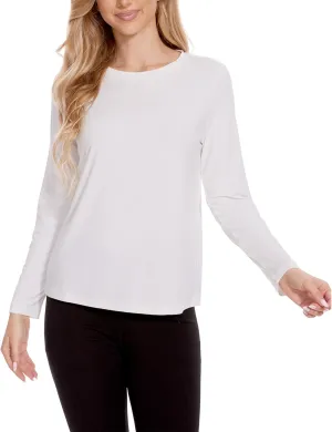 Womens Long Sleeve Tops Soft Bamboo Viscose Pajama Tops