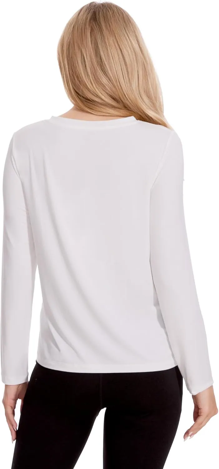 Womens Long Sleeve Tops Soft Bamboo Viscose Pajama Tops