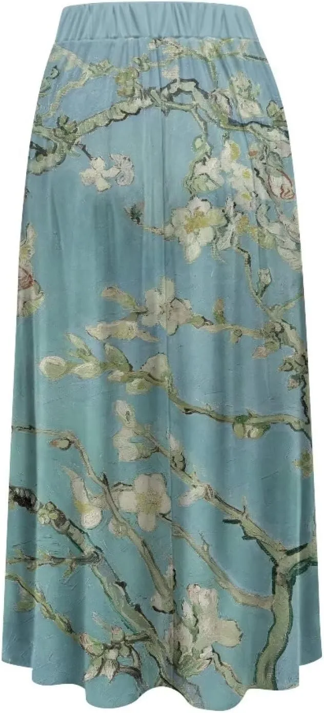 Women's Midi Skirt Elastic Pleated Long Skirts for Women Trendy with Pocket s-2xl