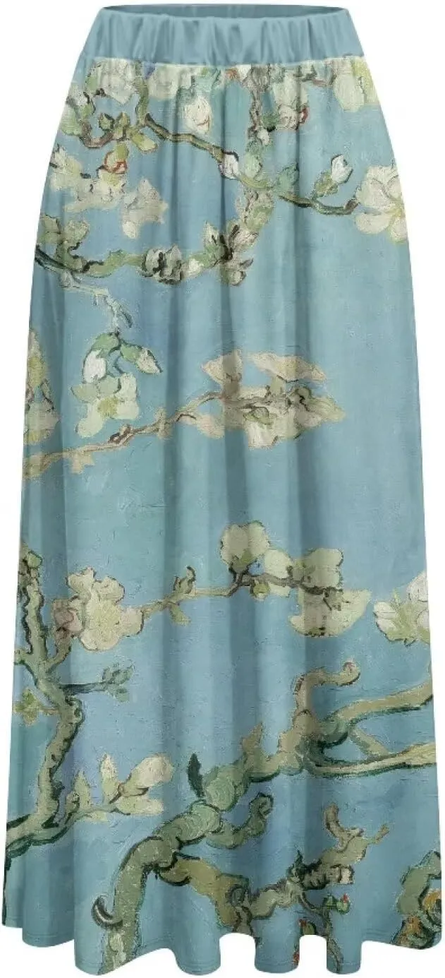 Women's Midi Skirt Elastic Pleated Long Skirts for Women Trendy with Pocket s-2xl