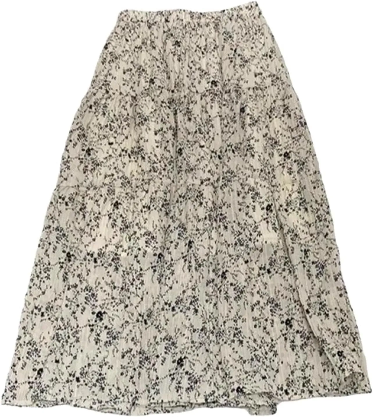 Women's Pleated Skirt Chiffon Elastic Waist A-Line Midi Length Skirt