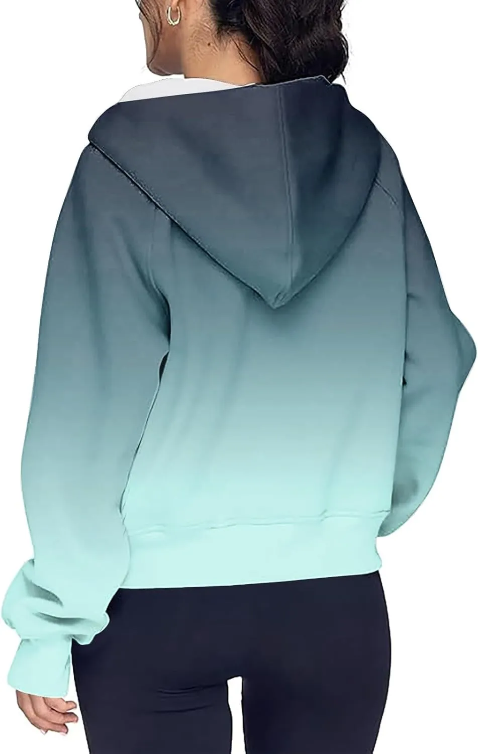 Womens Plus Size Sweatshirt Full Zipper Long Sleeve Coats Thumb Hole Zip Up Hoodie Solid Color Pullover with Pockets
