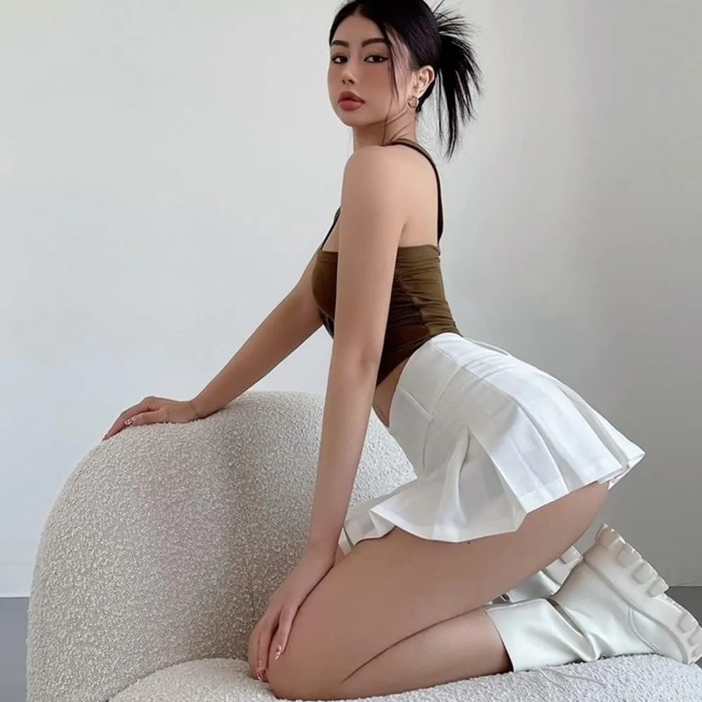 Womens Short Skirts - Sexy V Waist Design Pleated Skirts Summer Cute Aesthetic Micro Skirts High Waist A-Line Mini