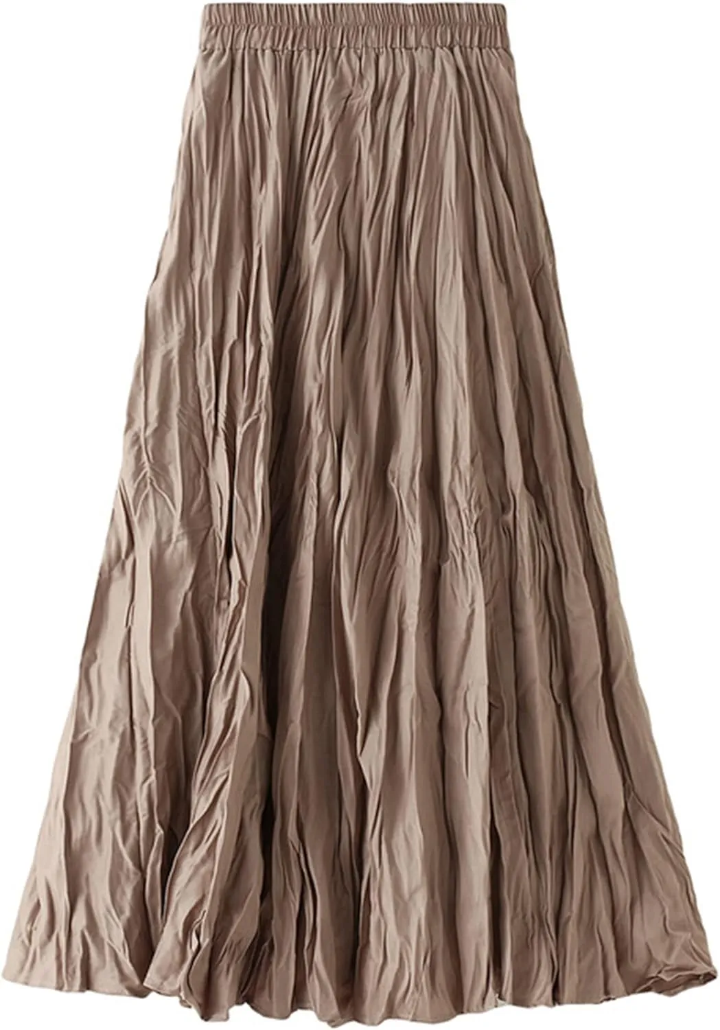 Women's Skirt Pleated Elastic High Waist Winter Layered A Line Midi Skirts