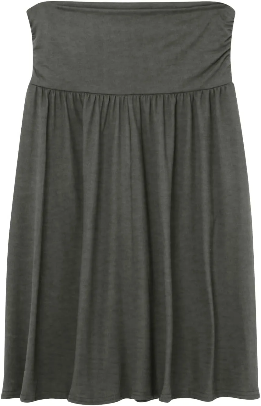 Women's Skirts Skirts for Women Regular and Plus Size Skirt with Pockets Below The Knee Length Ruched Flowy Midi