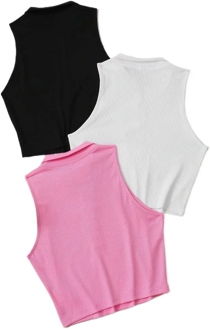 Womens Sleeveless Camisole Tank Tops Blouse Rib-Knit Solid Color Sleeveless Tank Top