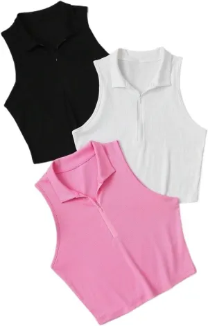 Womens Sleeveless Camisole Tank Tops Blouse Rib-Knit Solid Color Sleeveless Tank Top